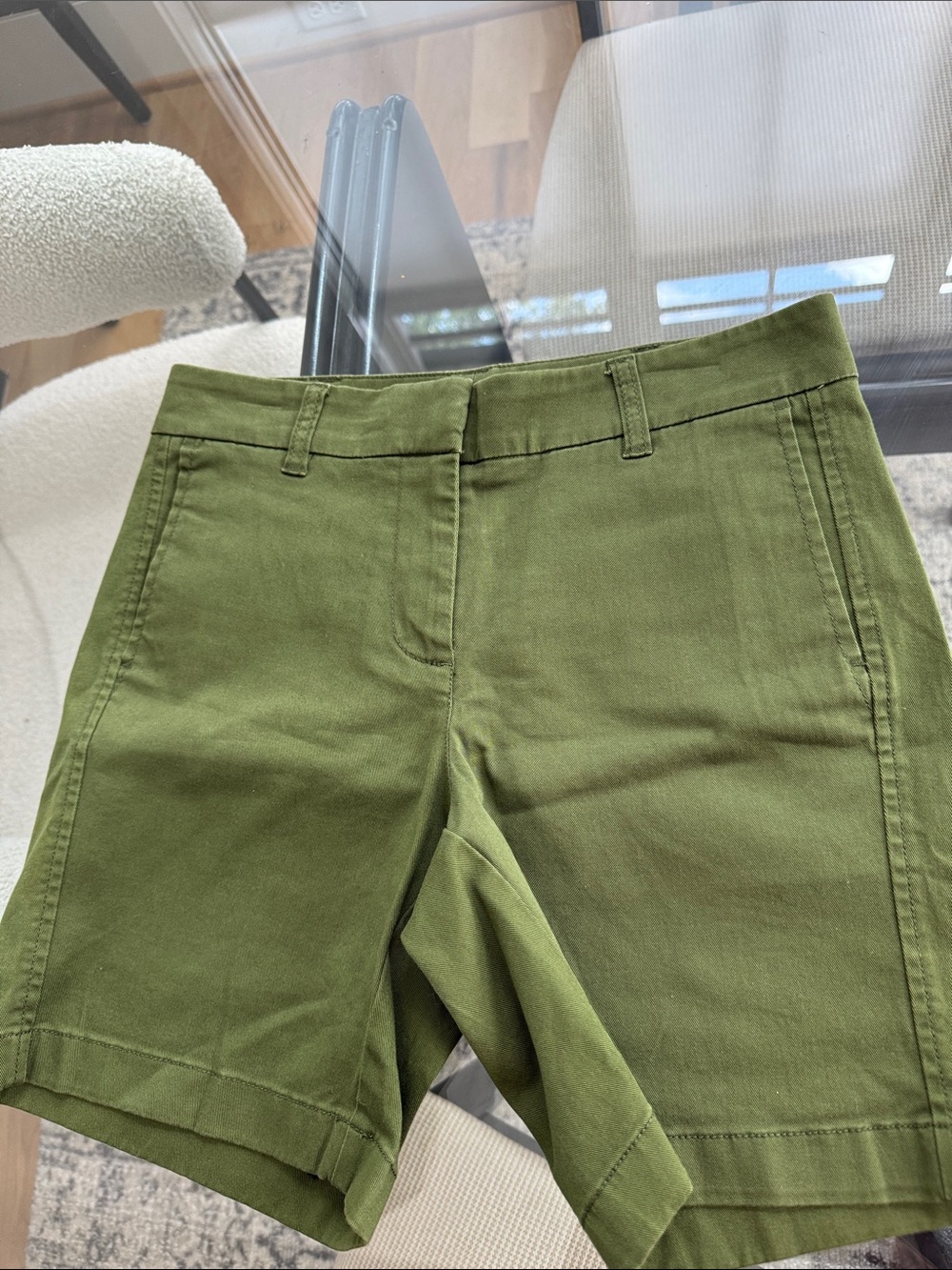 J. Crew Olive Green High-Rise Bermuda Shorts